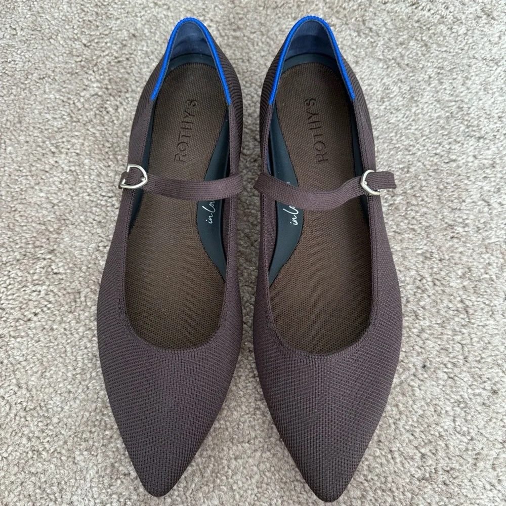 “Like new” Rothy's Brown Pointed Toe Flats Mary Jane - Picture 3 of 12